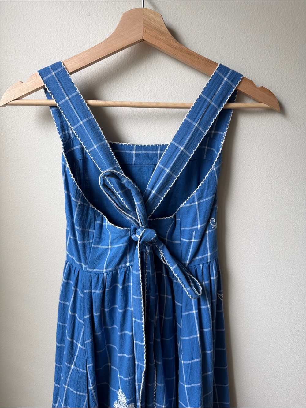 Madewell Blue Checked Embroidered Midi Sundress - Picture 4 of 5